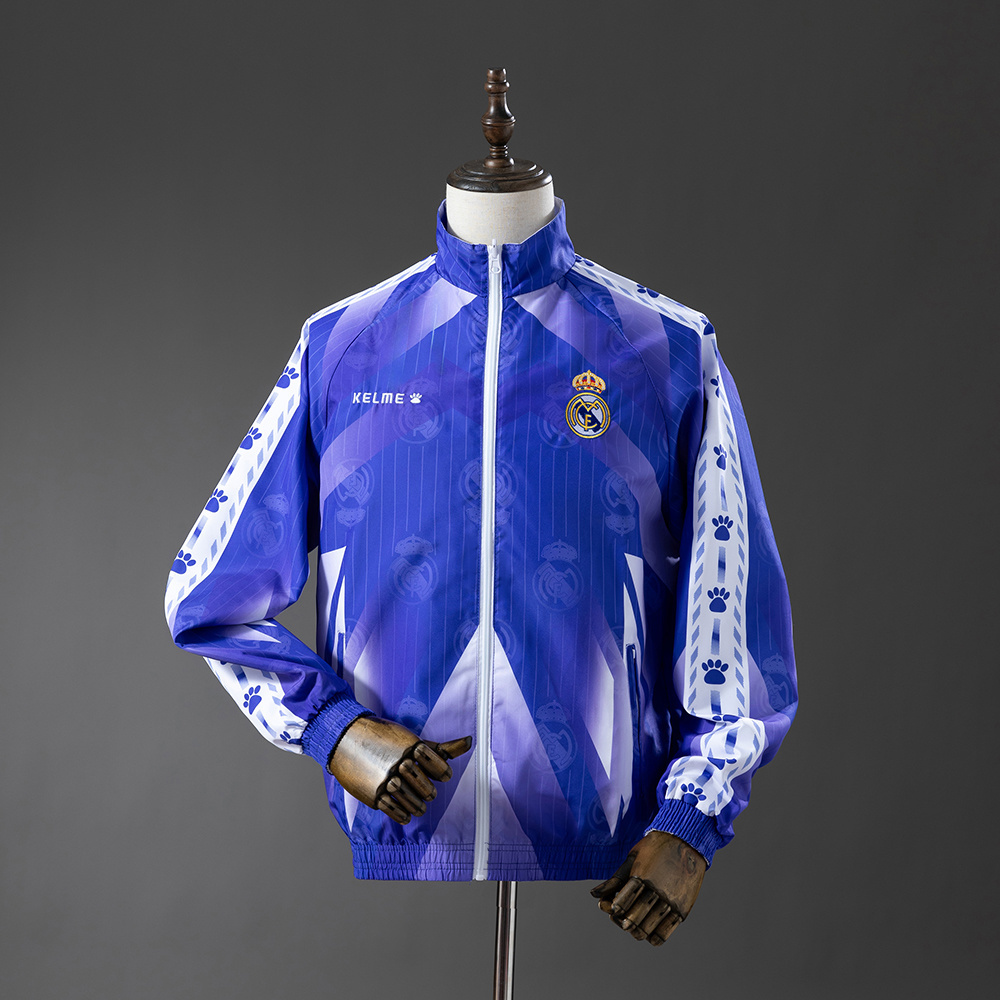 Real Madrid Retro Reversible Anthem Jacket Windbreaker – Replica Football Soccer Outfit – Size S–2XL