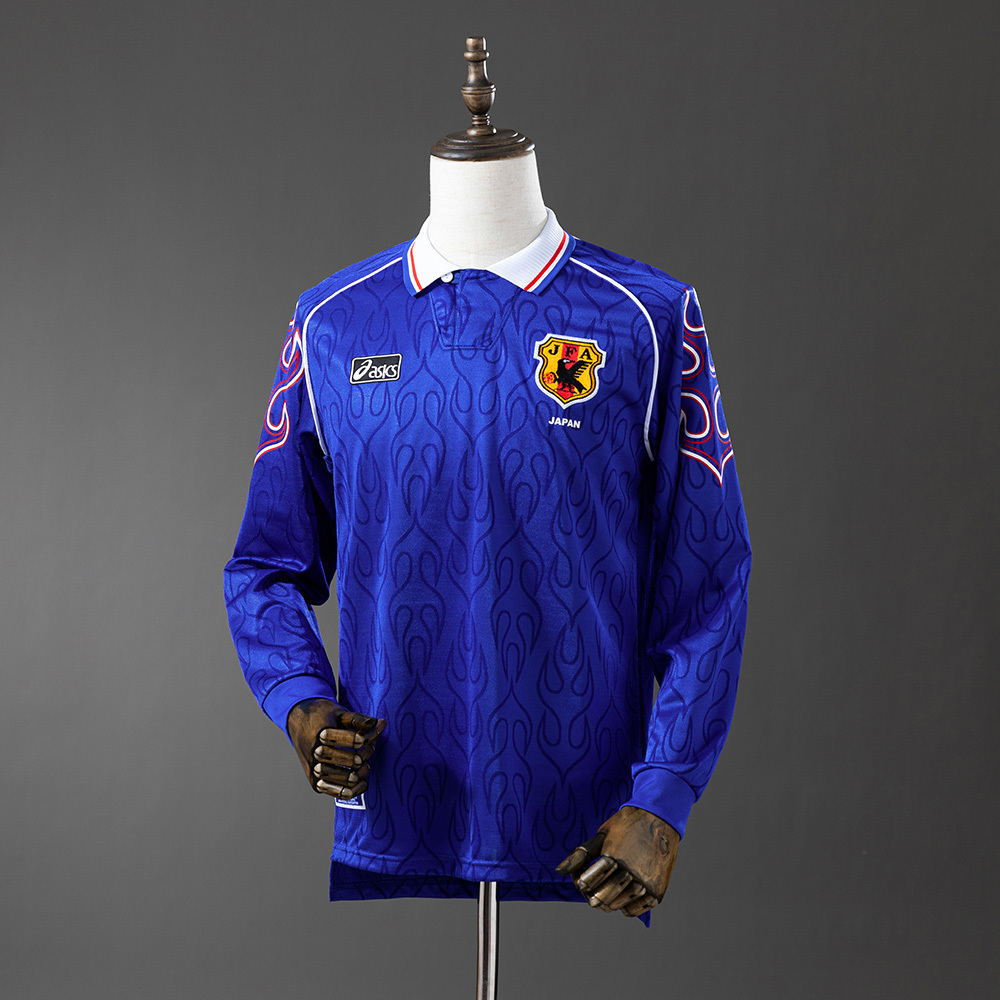 Japan 1998 Home Long Sleeve Retro Jersey – Vintage Replica Football Soccer Shirt – S–XXL
