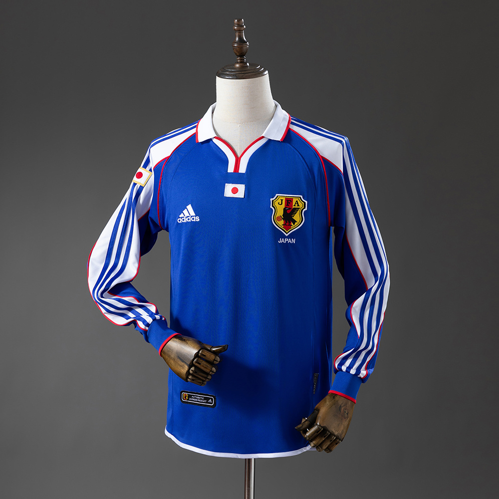 Japan 2000 Home Long Sleeve Retro Jersey – Vintage Replica Football Soccer Shirt – S–XXL
