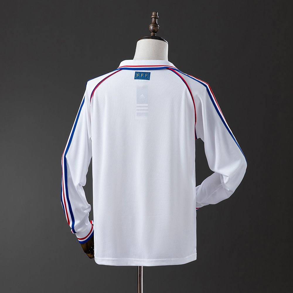 France 1998 Away Long Sleeve Retro Jersey – Replica Football Soccer Shirt – S–XXL