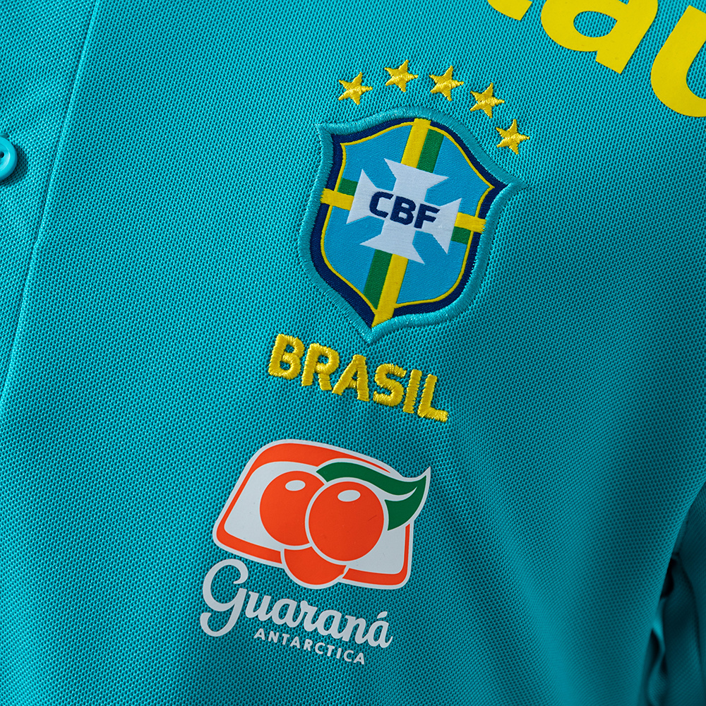 Brazil 2021 Lake Blue Retro POLO – Replica Football Soccer Shirt – S–XXL