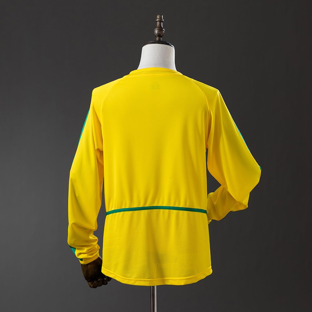 Brazil 2002 Home Long Sleeve Retro Jersey – Replica Football Soccer Shirt – S–XXL