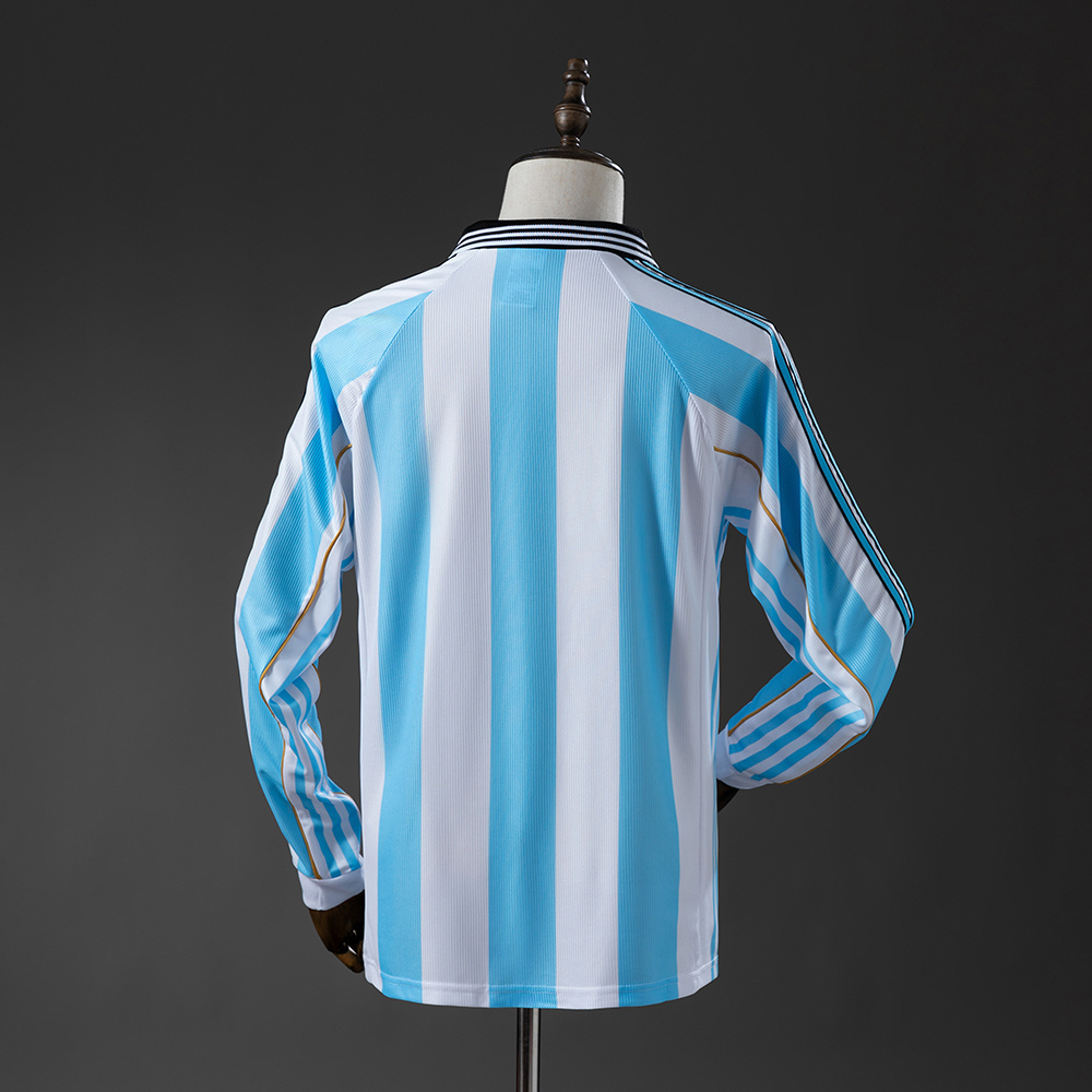 Argentina 1998 Home Long Sleeve Retro Jersey – Replica Football Soccer Shirt – S–XXL