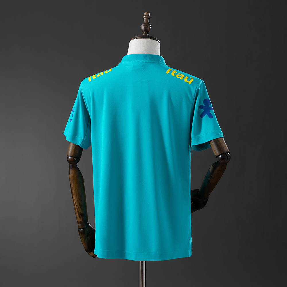 Brazil 2021 Lake Blue Retro POLO – Replica Football Soccer Shirt – S–XXL