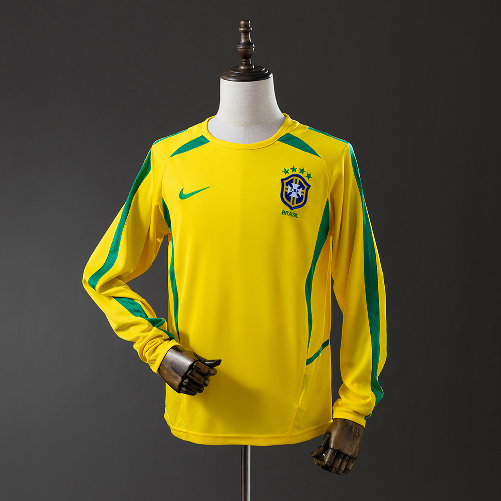 Brazil 2002 Home Long Sleeve Retro Jersey – Replica Football Soccer Shirt – S–XXL