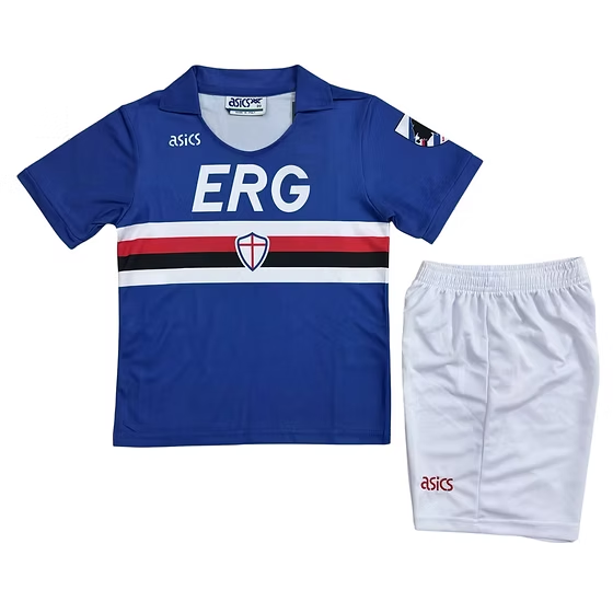 Sampdoria 1990/1991 Home Kids Kit – Replica Football Soccer Outfit – Size 16–28