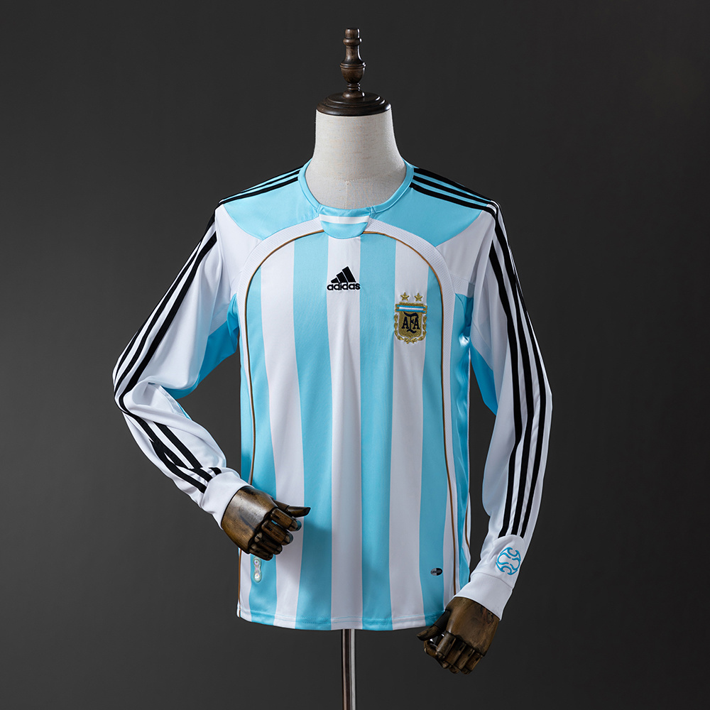 Argentina 2006/07 Home Long Sleeve Retro Jersey – Replica Football Soccer Shirt – S–XXL