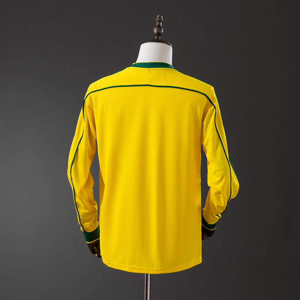 Brazil 1998 Home Long Sleeve Retro Jersey – Replica Football Soccer Shirt – S–XXL