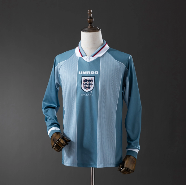 England 1996 Away Long Sleeve Retro Jersey – Classic Football Shirt – S–XXL