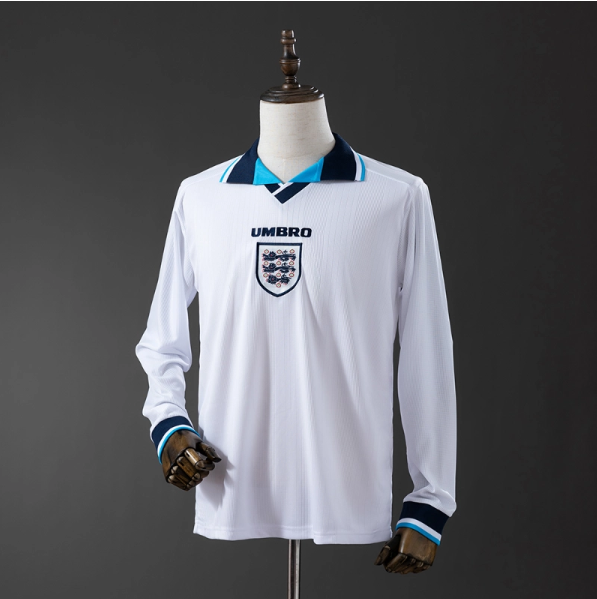 England 1996 Home Long Sleeve Retro Jersey – Classic Football Shirt – S–XXL