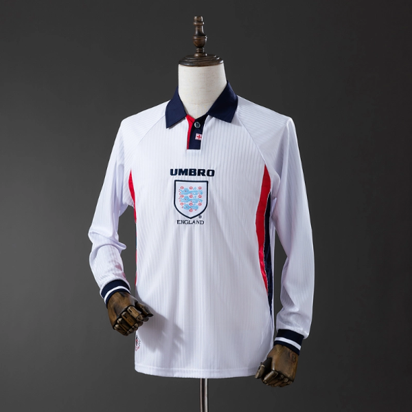 England 1998 Home Long Sleeve Retro Jersey – Classic Football Shirt – S–XXL