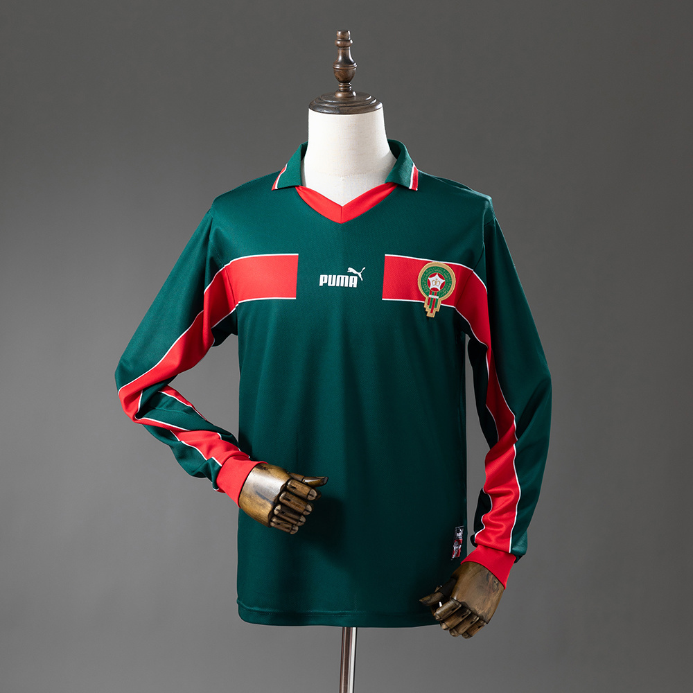 Morocco 1998 Home Long Sleeve Retro Jersey – Vintage Replica Football Soccer Shirt – S–XXL