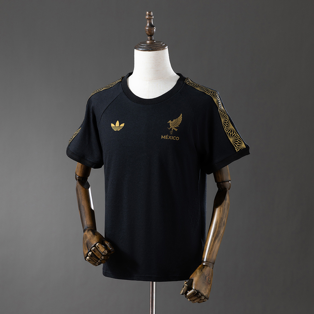 Mexico Adidas Gold 3-Stripes T-Shirt – Replica Football Lifestyle Top – S–3XL