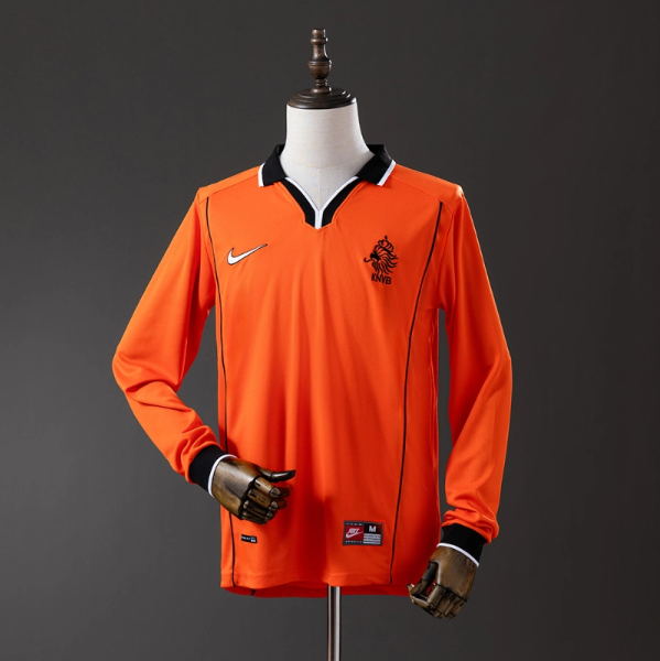 Netherlands 1998 Home Long Sleeve Retro Jersey – Vintage Replica Football Soccer Shirt – S–XXL