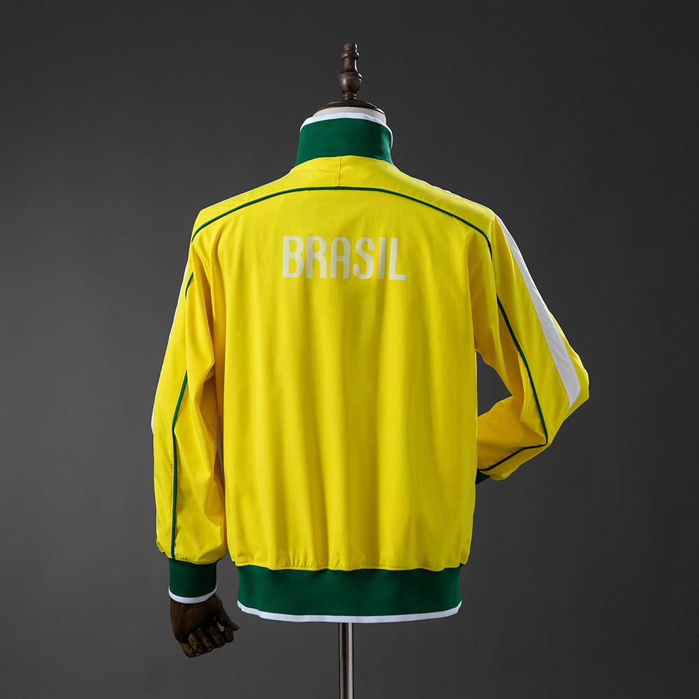 Brazil 2010/2011 Retro Windbreaker Jacket – Yellow Football Outerwear – S–XXL