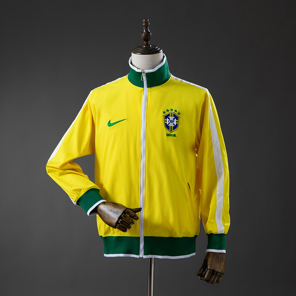 Brazil 2010/2011 Retro Windbreaker Jacket – Yellow Football Outerwear – S–XXL