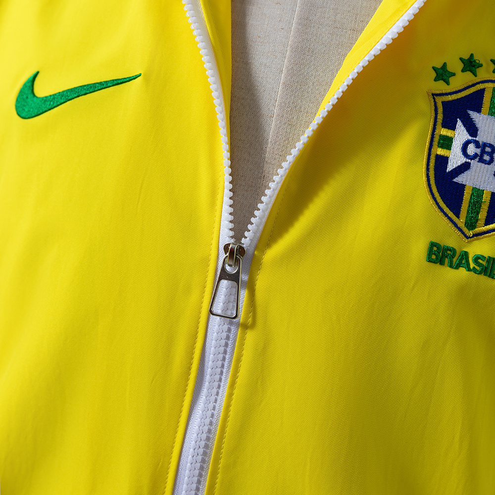 Brazil 2010/2011 Retro Windbreaker Jacket – Yellow Football Outerwear – S–XXL