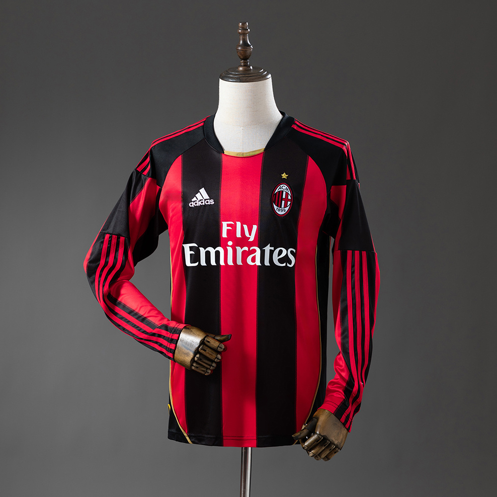 AC Milan 10/11 Home Long Sleeve Retro Jersey – Replica Football Soccer Shirt – S–XXL