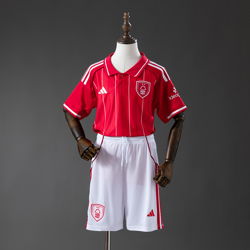 Nottingham Forest 25/26 Home Kids Kit Jersey – Replica Football Soccer Shirt – Sizes 16–28