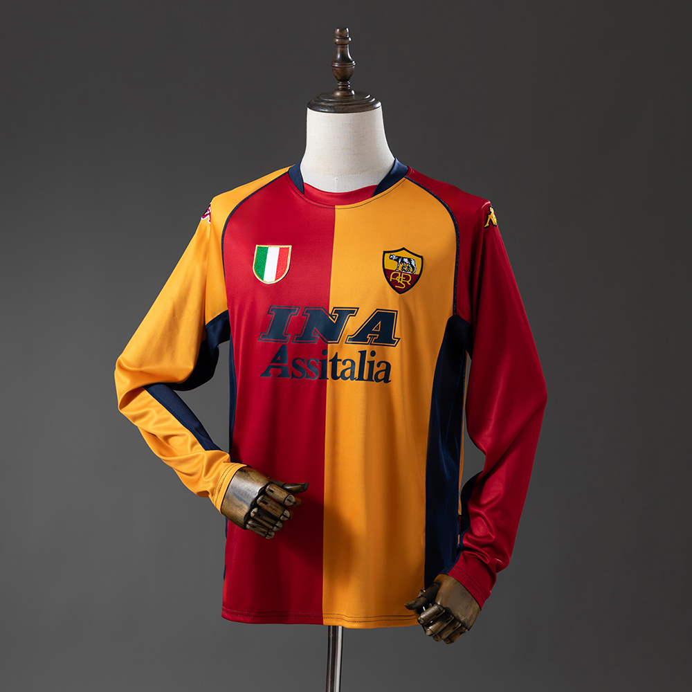 Roma 01/02 Champion Edition Long Sleeve Retro Jersey – Replica Football Soccer Shirt – S–XXL