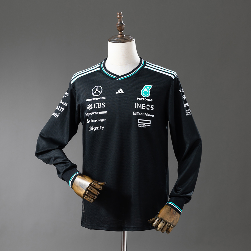 Mercedes-AMG Team 2025 F1 Racing Suit Long Sleeve Black – Motorsport Replica – S–5XL