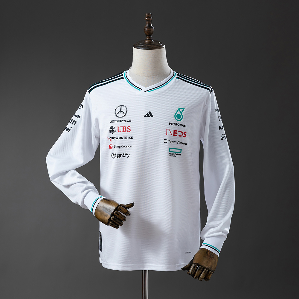 Mercedes-AMG Team 2025 F1 Racing Suit Long Sleeve White – Motorsport Replica – S–5XL