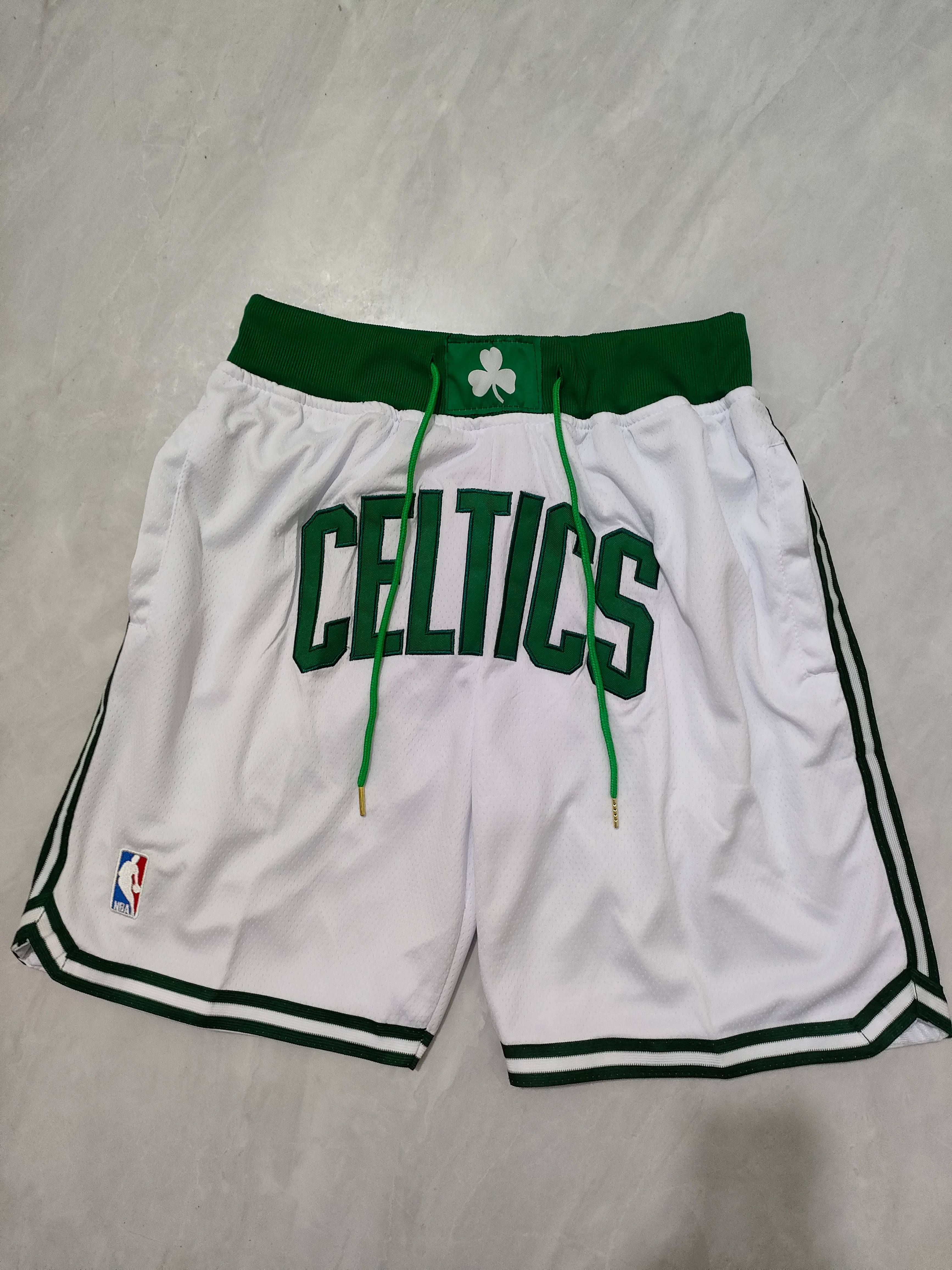 JUST DON Boston Celtics White Pocket Shorts